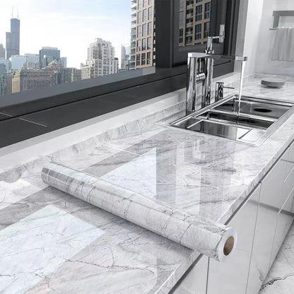 Vinilo Adhesivo Efecto Mármol 55cm - Antihumedad para Cocina, Baño y Muebles