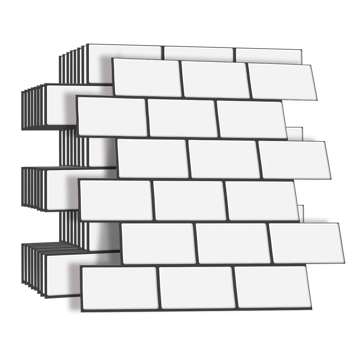 Vinilo Adhesivo 3D Efecto Ladrillo Metro - Pack 10 Láminas para Cocina y Baño