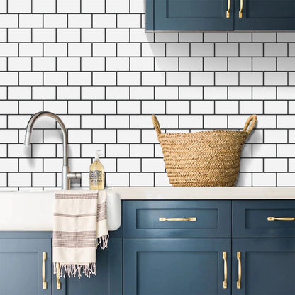 Vinilo Adhesivo 3D Efecto Ladrillo Metro - Pack 10 Láminas para Cocina y Baño