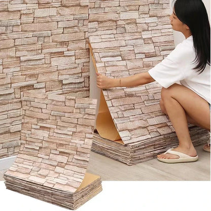 Vinilo Adhesivo 3D Efecto Ladrillo - Salón, Dormitorio y Habitación Infantil