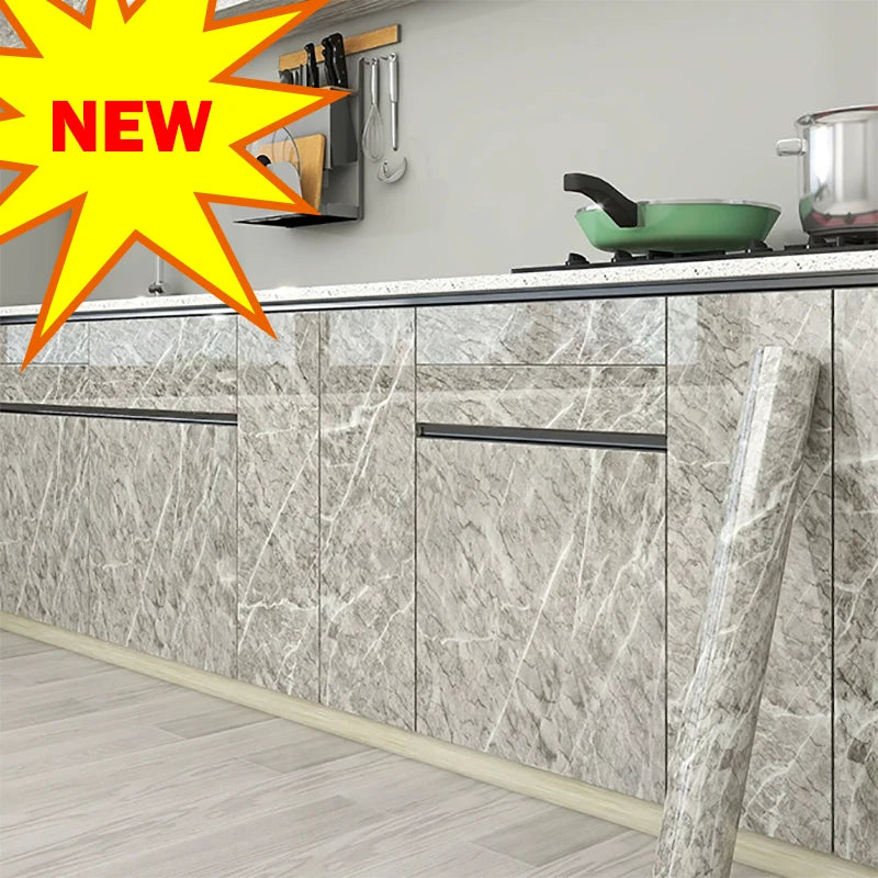 Vinilo Adhesivo Efecto Mármol 55cm - Antihumedad para Cocina, Baño y Muebles