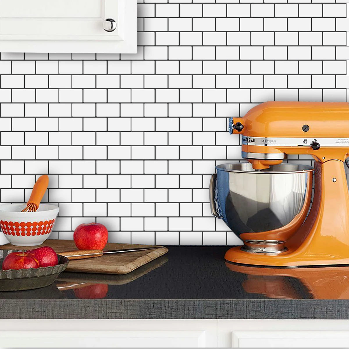 Vinilo Adhesivo 3D Efecto Ladrillo Metro - Pack 10 Láminas para Cocina y Baño