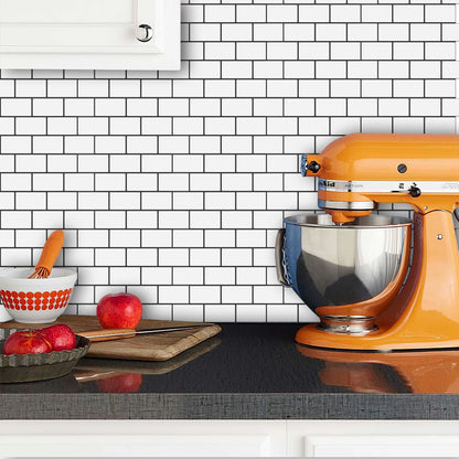 Vinilo Adhesivo 3D Efecto Ladrillo Metro - Pack 10 Láminas para Cocina y Baño