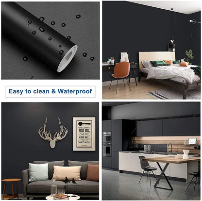 Vinilo Adhesivo Mate Impermeable para Pared y Muebles - Blanco, Gris y Negro