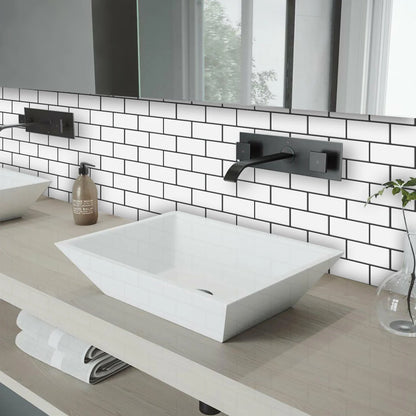 Vinilo Adhesivo 3D Efecto Ladrillo Metro - Pack 10 Láminas para Cocina y Baño