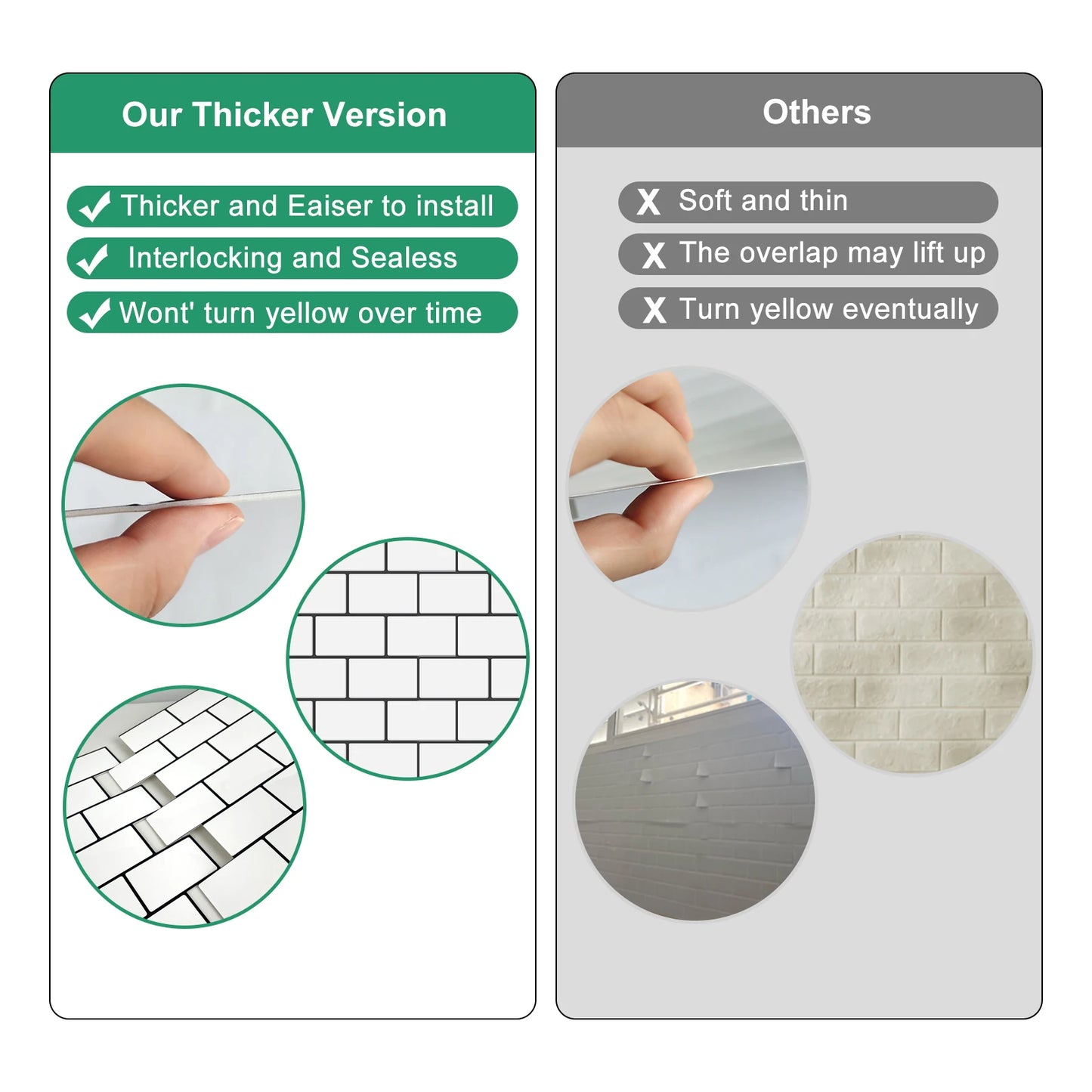 Vinilo Adhesivo 3D Efecto Ladrillo Metro - Pack 10 Láminas para Cocina y Baño