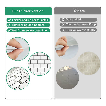 Vinilo Adhesivo 3D Efecto Ladrillo Metro - Pack 10 Láminas para Cocina y Baño