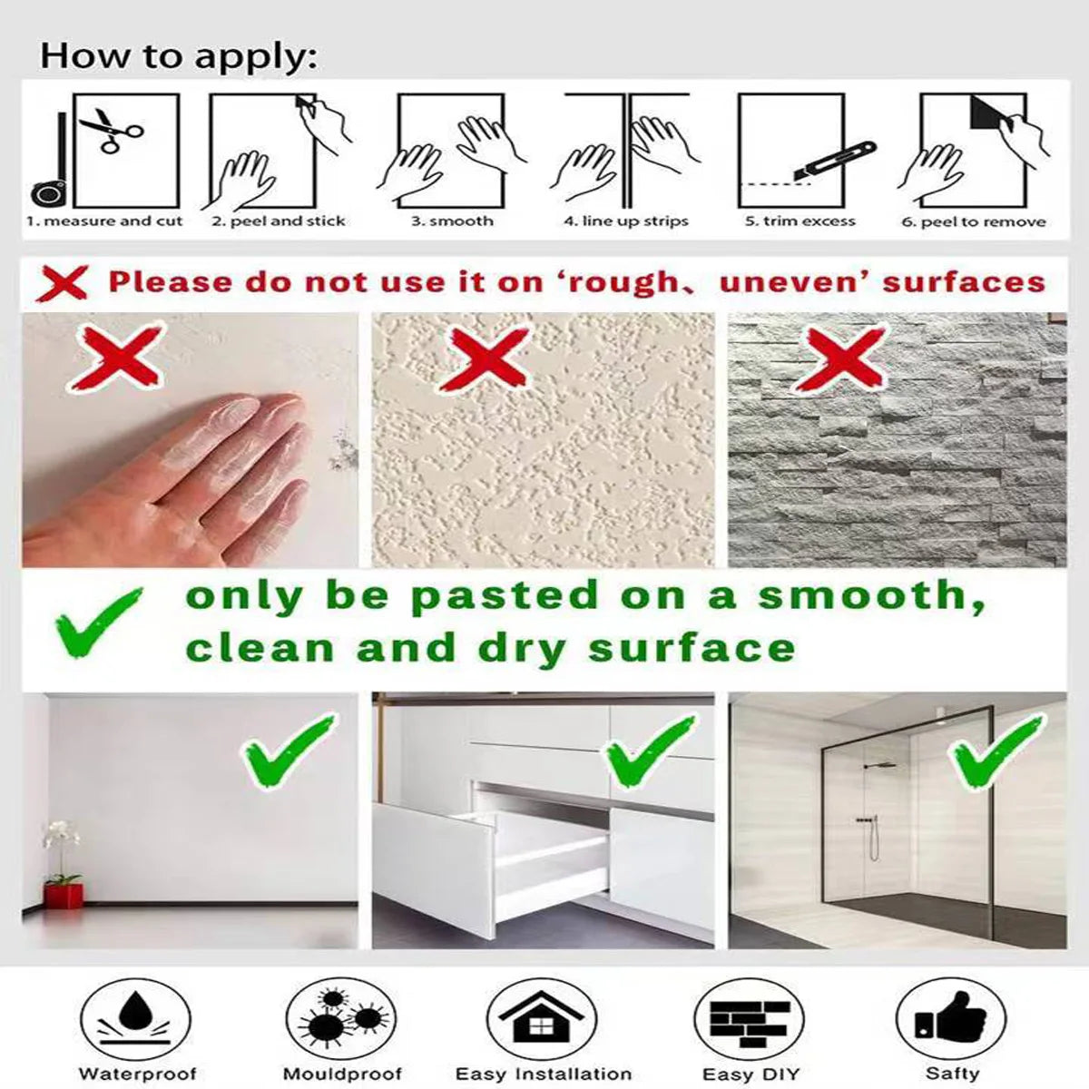 Vinilo Adhesivo Mate Impermeable para Pared y Muebles - Blanco, Gris y Negro
