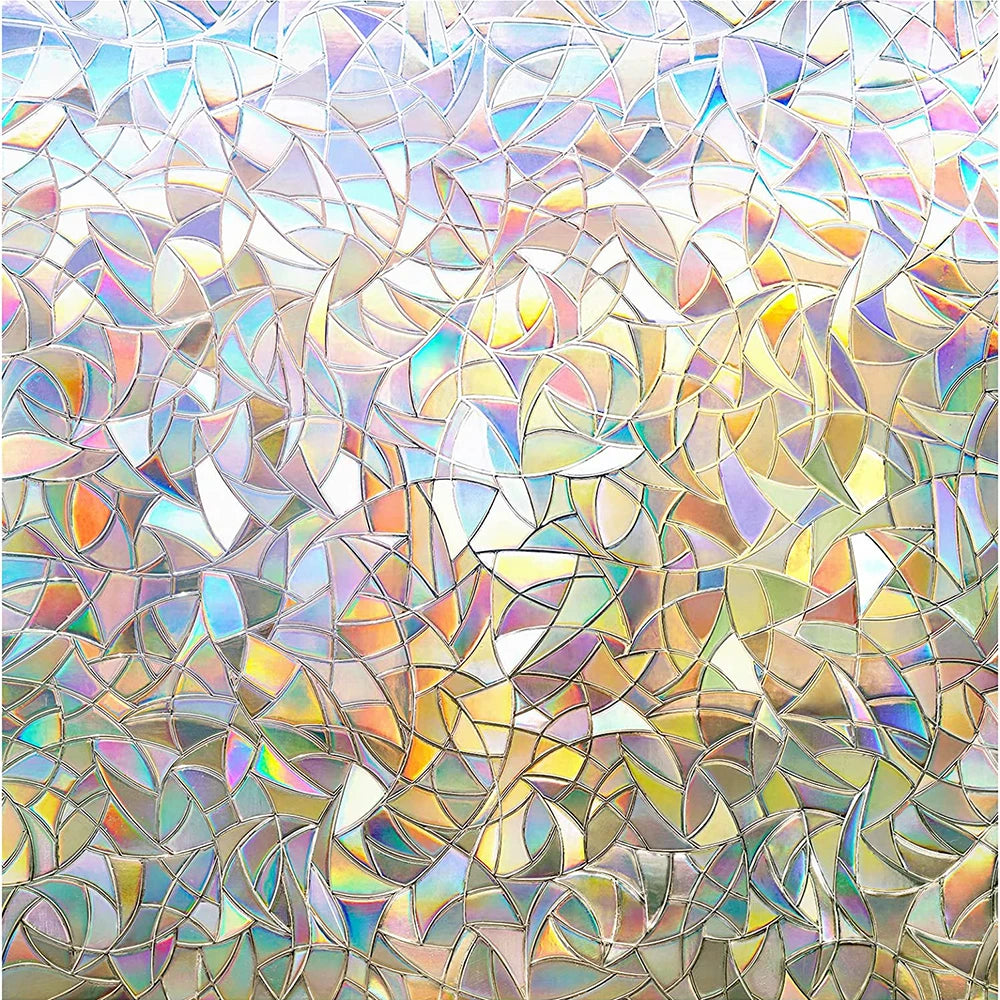Lámina Decorativa 3D para Ventanas Arcoíris - Vinilo Vidriera Estática sin Adhesivo