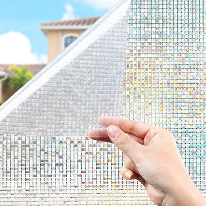 Lámina Decorativa 3D para Ventanas Arcoíris - Vinilo Vidriera Estática sin Adhesivo