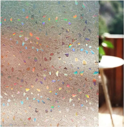 Lámina Decorativa 3D para Ventanas Arcoíris - Vinilo Vidriera Estática sin Adhesivo