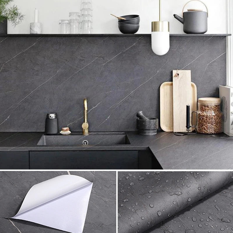 Vinilo Adhesivo Mate Efecto Mármol Grueso - Encimeras y Muebles de Cocina