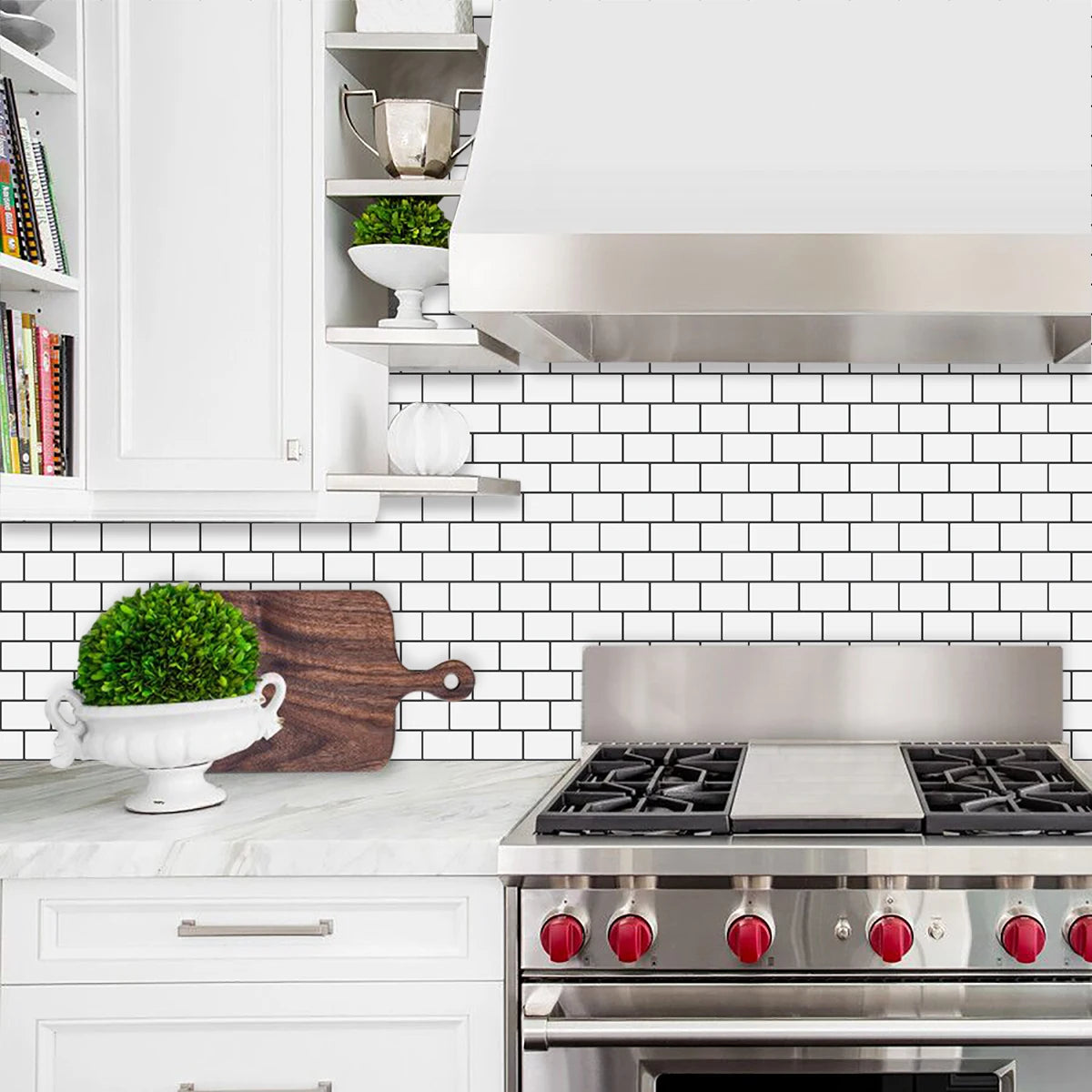 Vinilo Adhesivo 3D Efecto Ladrillo Metro - Pack 10 Láminas para Cocina y Baño