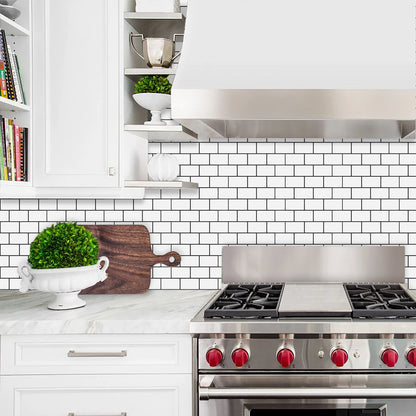 Vinilo Adhesivo 3D Efecto Ladrillo Metro - Pack 10 Láminas para Cocina y Baño