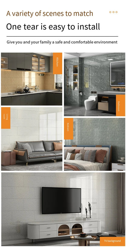 Baldosas Adhesivas 3D Efecto Mármol para Cocina y Baño - Impermeables, Pack 10 uds