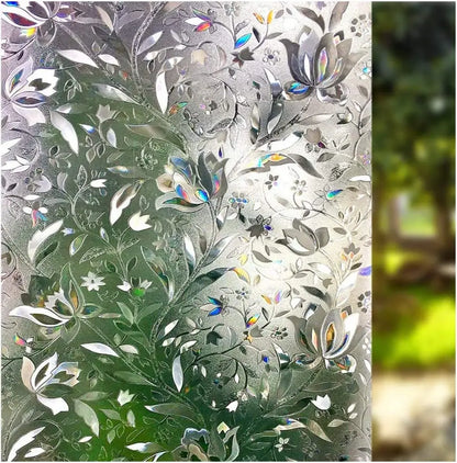 Lámina Decorativa 3D para Ventanas Arcoíris - Vinilo Vidriera Estática sin Adhesivo