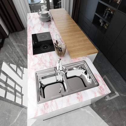 Vinilo Adhesivo Efecto Mármol Rosa - Para Mesas, Encimeras y Muebles