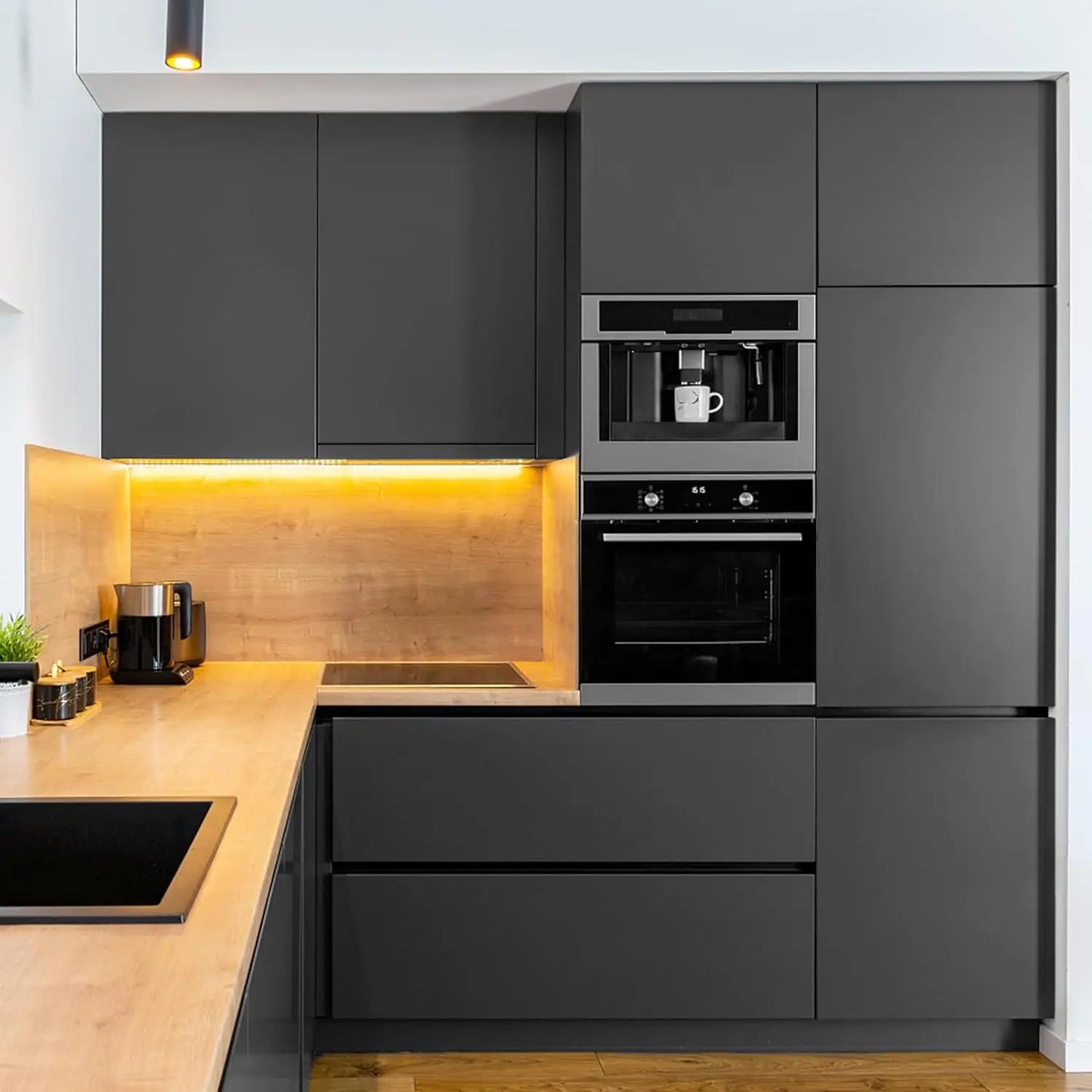 Vinilo Adhesivo Mate Impermeable para Pared y Muebles - Blanco, Gris y Negro