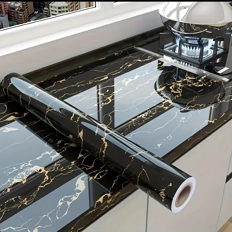 Vinilo Adhesivo Efecto Mármol 40cm - Antiaceite e Impermeable para Cocina