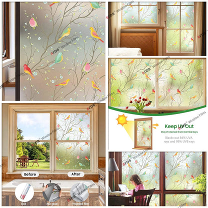 Lámina Decorativa 3D para Ventanas Arcoíris - Vinilo Vidriera Estática sin Adhesivo