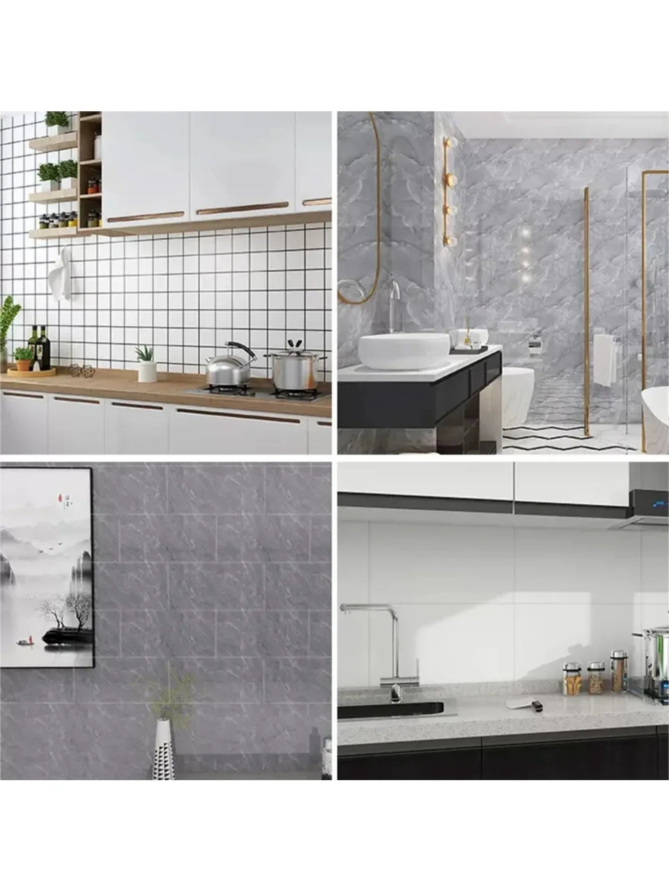Baldosas Adhesivas 3D Efecto Mármol para Cocina y Baño - Impermeables, Pack 10 uds