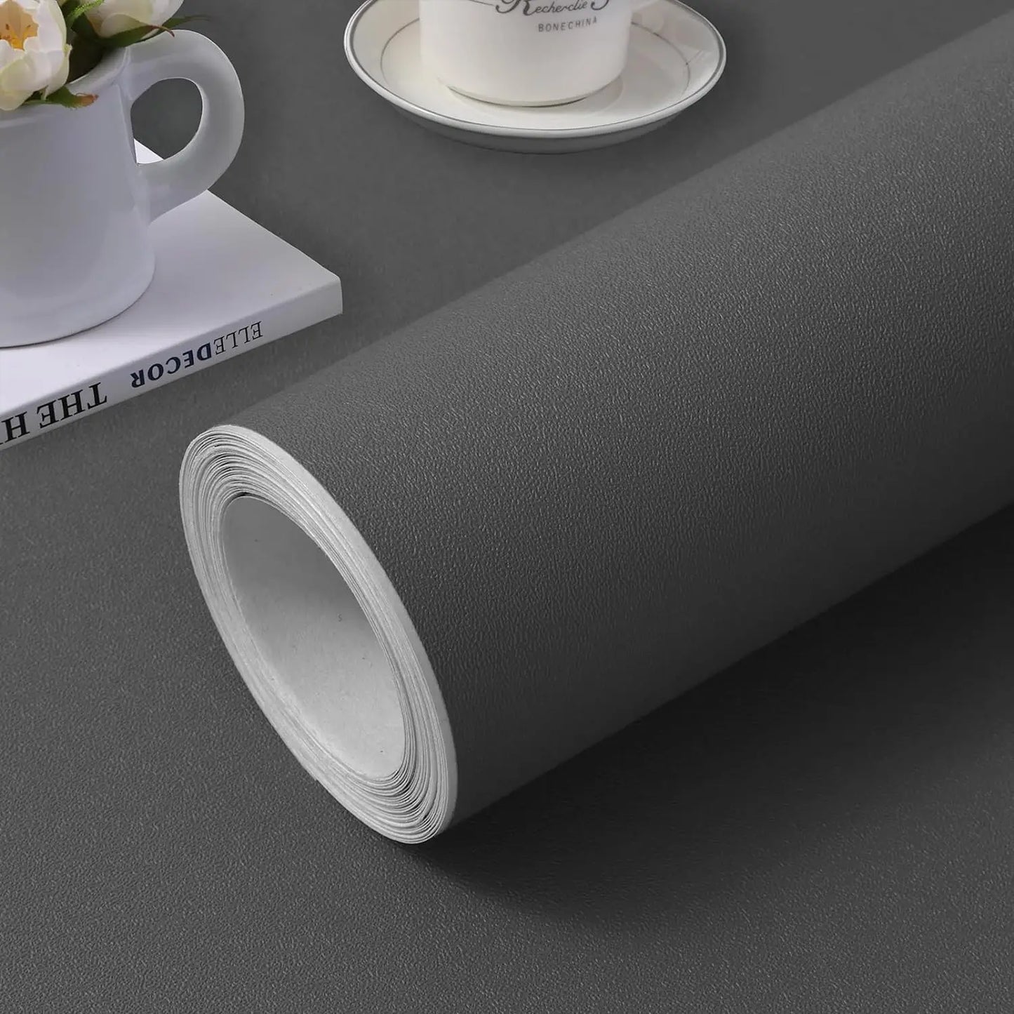 Vinilo Adhesivo Mate Impermeable para Pared y Muebles - Blanco, Gris y Negro