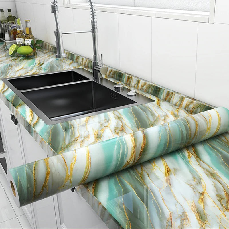 Vinilo Adhesivo Efecto Mármol 55cm - Antihumedad para Cocina, Baño y Muebles