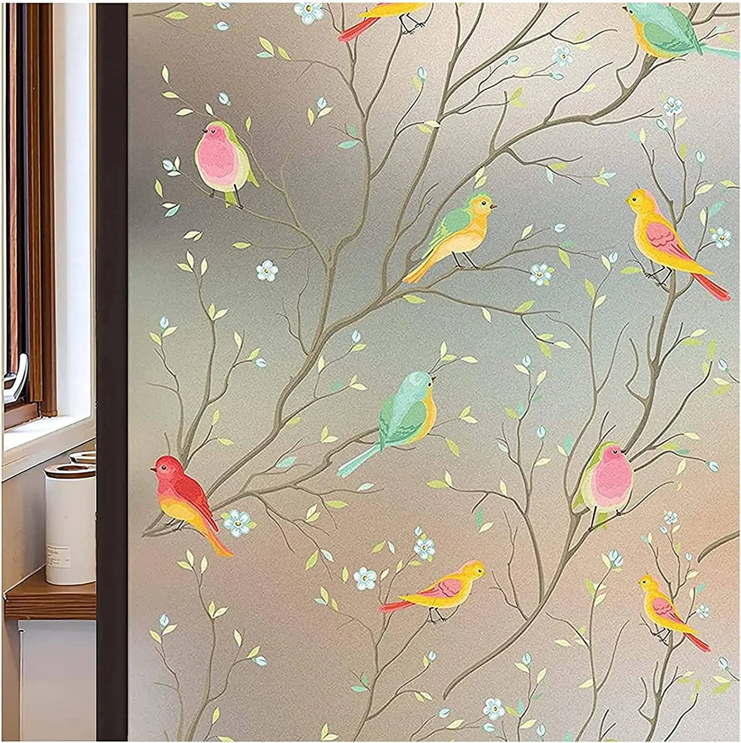 Lámina Decorativa 3D para Ventanas Arcoíris - Vinilo Vidriera Estática sin Adhesivo