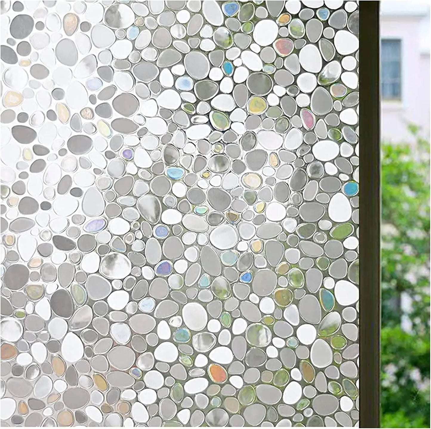 Lámina Decorativa 3D para Ventanas Arcoíris - Vinilo Vidriera Estática sin Adhesivo