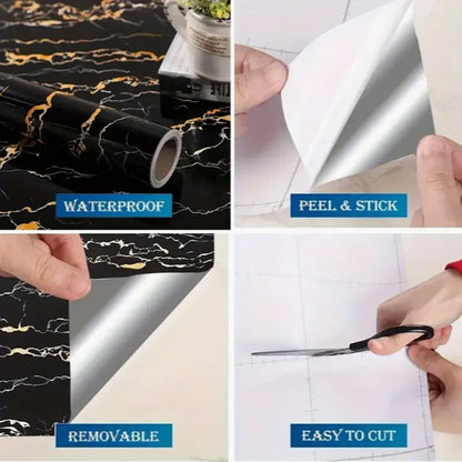 Vinilo Adhesivo Efecto Mármol 40cm - Antiaceite e Impermeable para Cocina