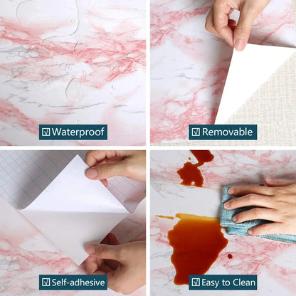 Vinilo Adhesivo Efecto Mármol Rosa - Para Mesas, Encimeras y Muebles