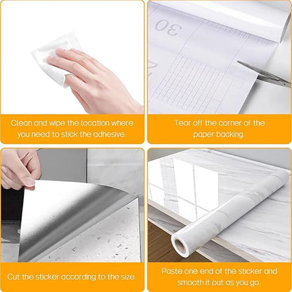 Vinilo Adhesivo Efecto Mármol 55cm - Antihumedad para Cocina, Baño y Muebles
